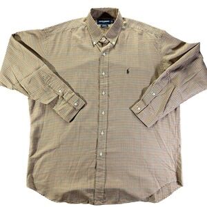 Ralph Lauren Golf Mens Long Sleeve Gingham Button Down Shirt L 100 Cotton